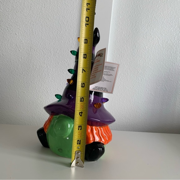Mr. Halloween Light Up Witch Ceramic Gnome Tree Spooky Boo Scary Decor Green - Picture 10 of 12
